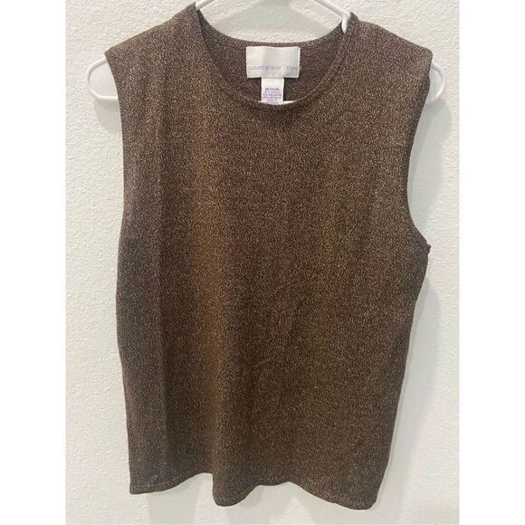 Susan Graver Brown Metalic Tank Size Medium - Picture 1 of 4